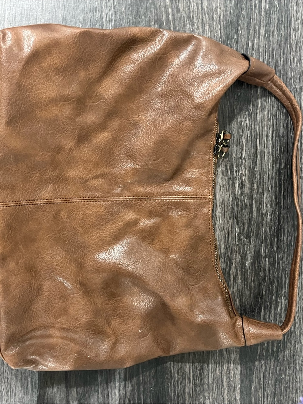 T.J.Maxx Brown Leather Shoulder Bag with Cherry Charm - Picture 2 of 5
